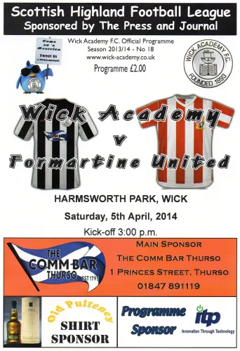 Programme: Wick Academy, 5 Apr 2014