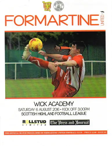 Programme: Wick Academy, 6 Aug 2016