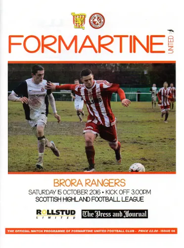 Programme: Brora Rangers, 15 Oct 2016