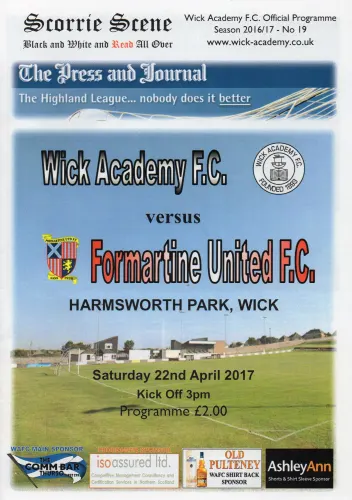 Programme: Wick Academy, 22 Apr 2017