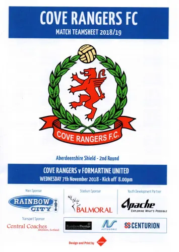 Programme: Cove Rangers, 7 Nov 2018